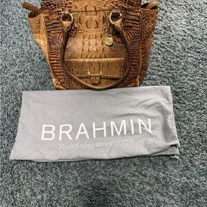 Brahmin Tan Crocodile Embossed Tote